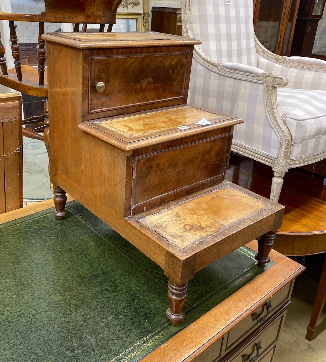 A Victorian mahogany step commode, width 49cm, depth 69cm, height 69cm